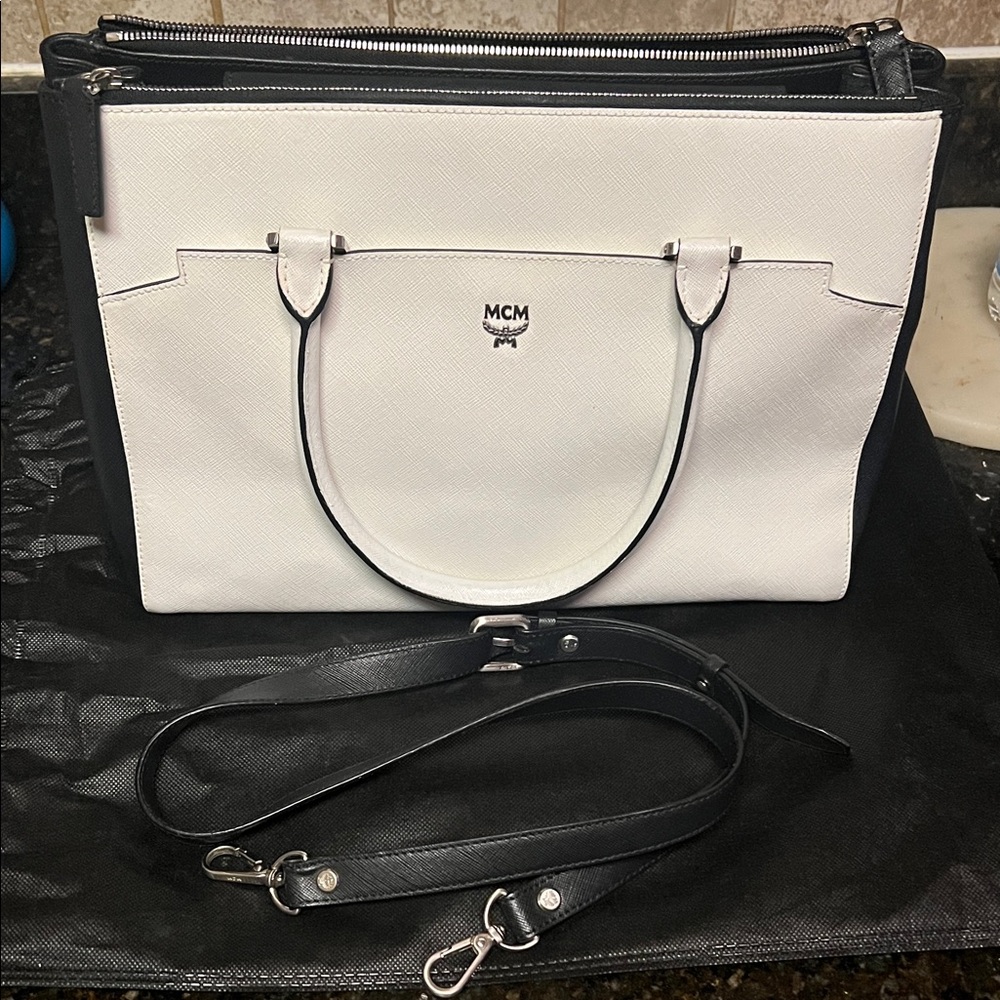 MCM Two-Tone Black and White Tote